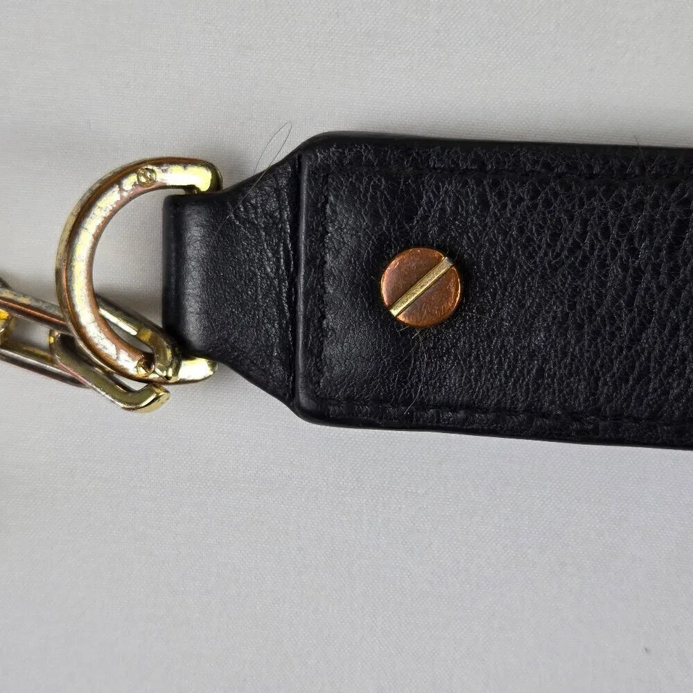 Tory Burch Black Leather Crossbody Bag Gold Chain Strap Magnetic Close Flap Logo